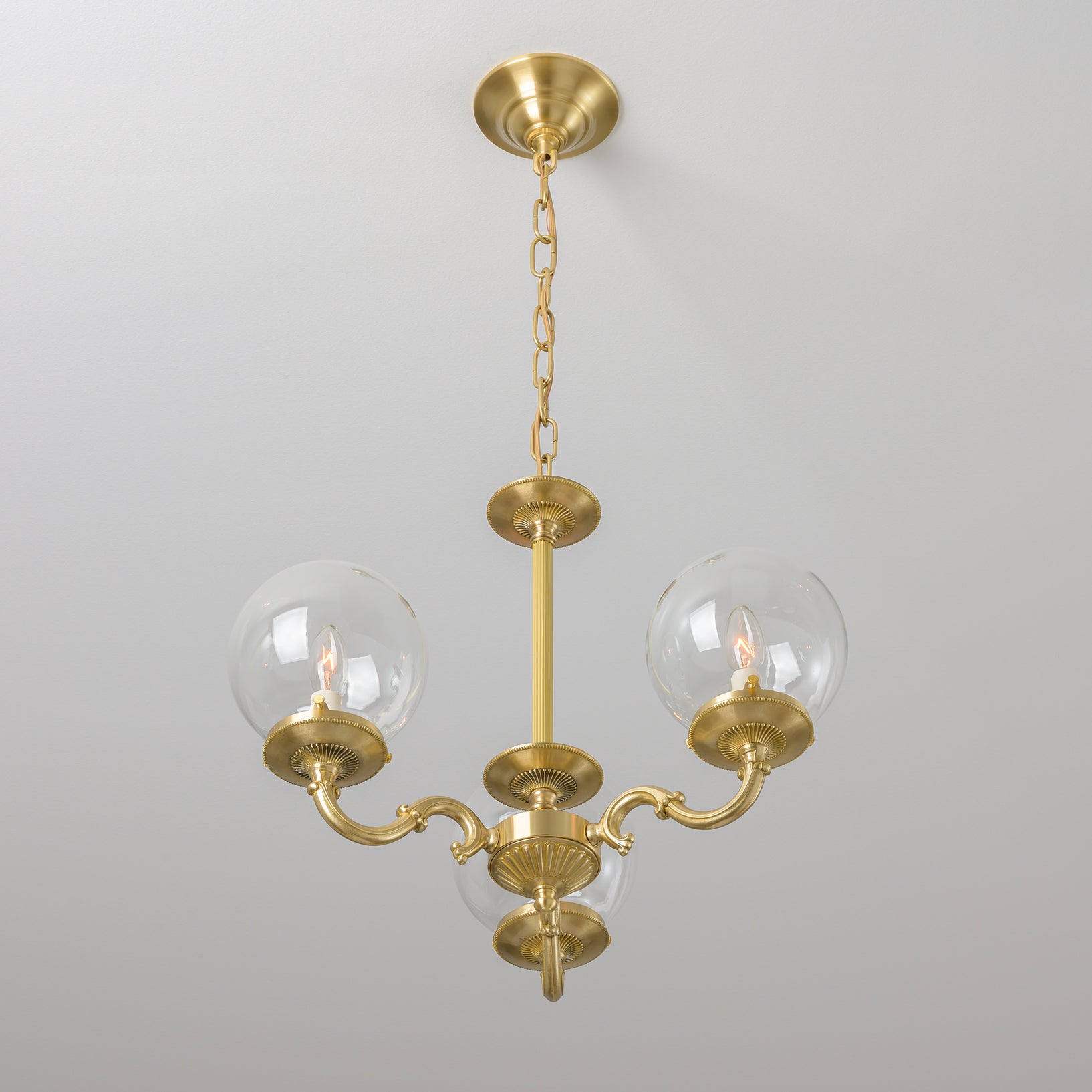 Hamilton | 3 Shade Historic Ornate Chandelier – Olde Brick Lighting
