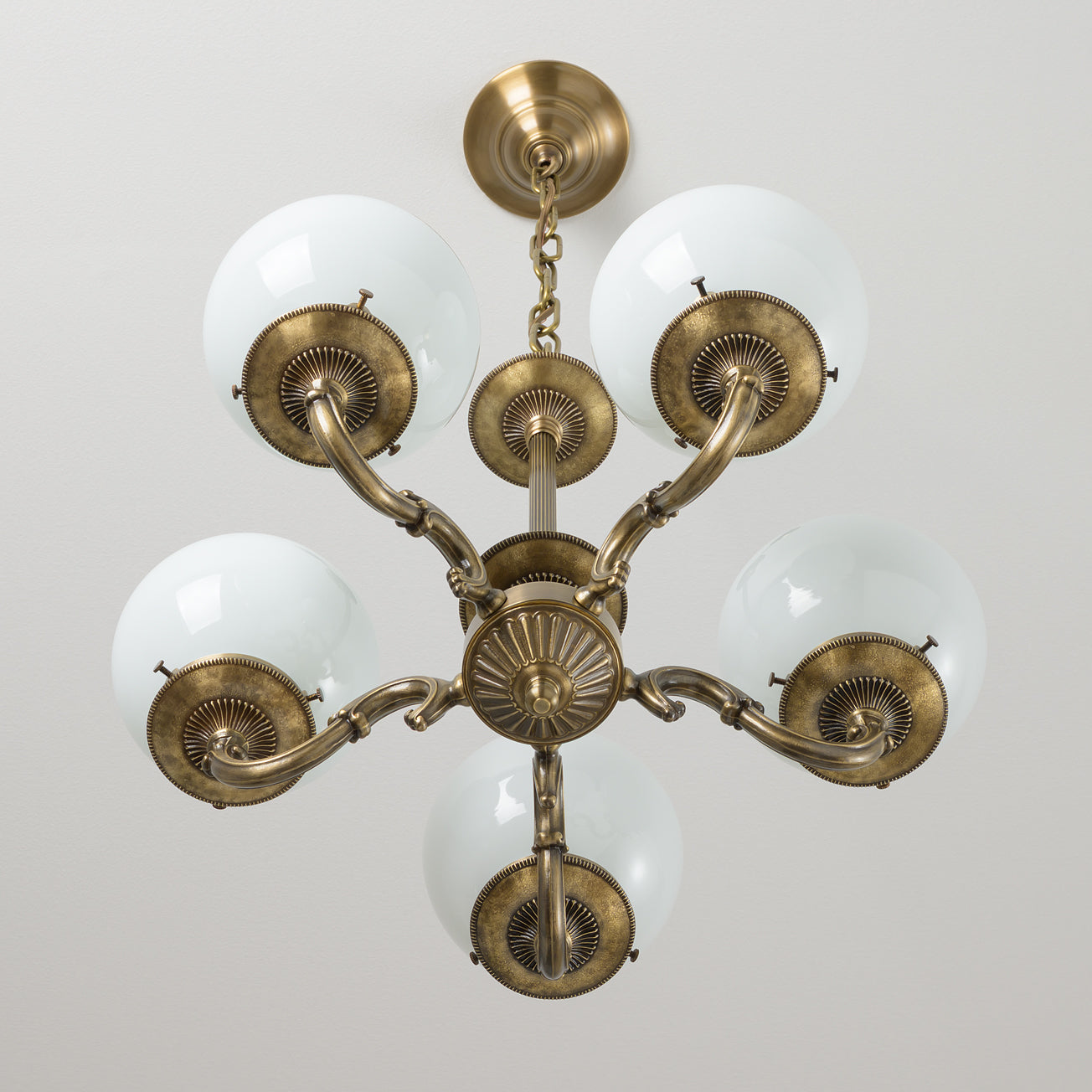 Hamilton | 5 Shade Historic Ornate Chandelier – Olde Brick Lighting