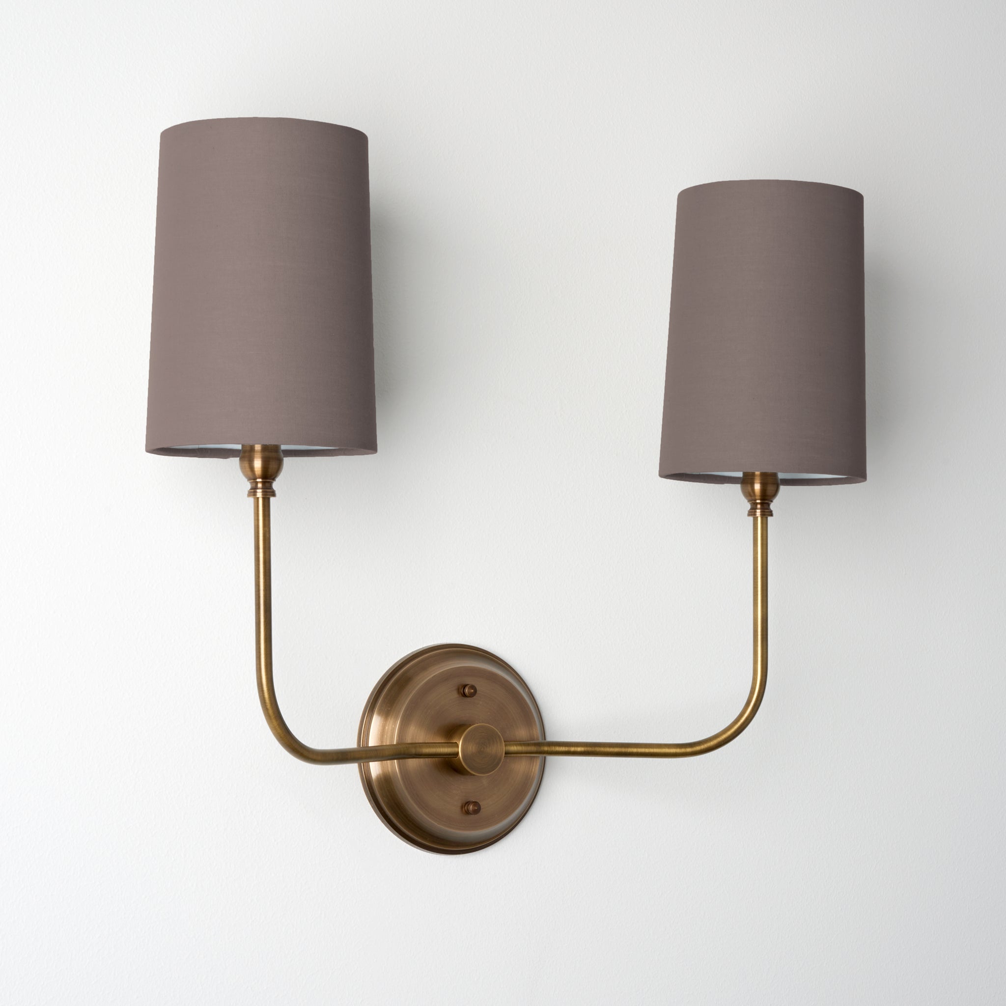 Ridley Drum | 2 Shade J-Curve Sconce – Olde Brick Lighting
