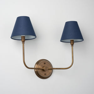 Open image in slideshow, Shortened Ridley | 2 Shade J-Curve Sconce
