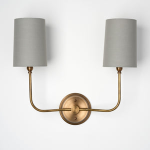 Open image in slideshow, Ridley Drum | 2 Shade J-Curve Sconce
